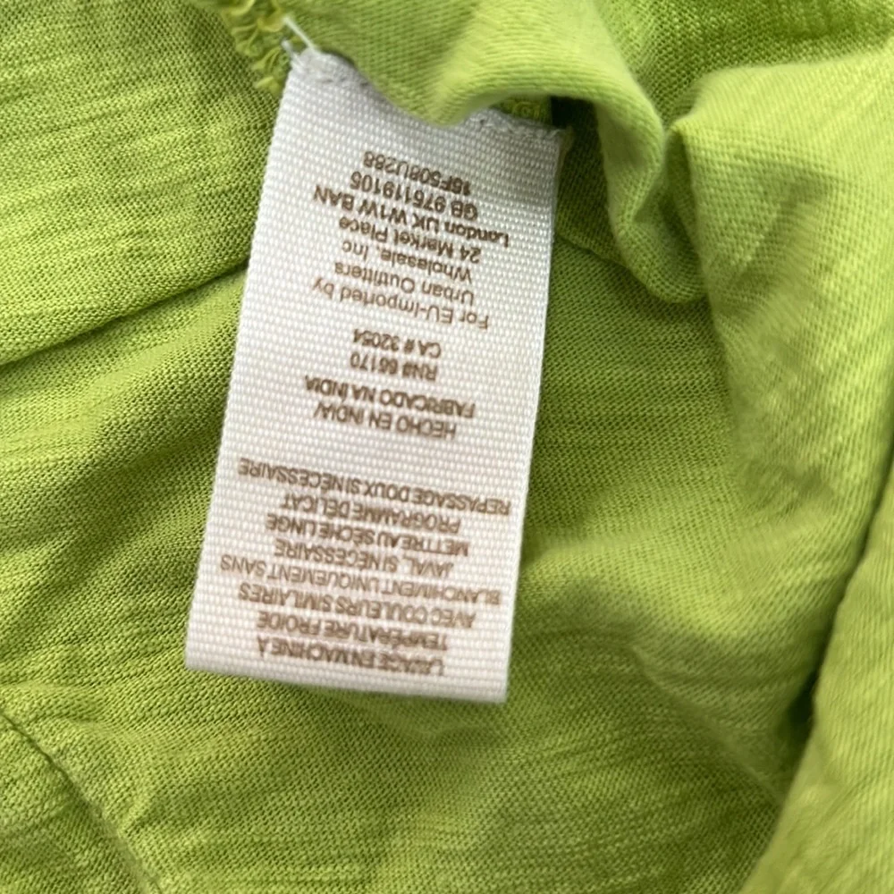 Free People Lime Green Long Sleeve Henley with Lace Sleeves